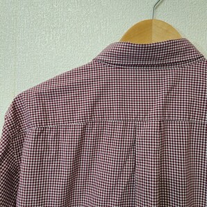 ☆UNIQLO/ユニクロ/メンズ/XLサイズ/長袖シャツ/チェック柄/ワインレッド/バーガンディ/トップス/ ボタンダウン/ギンガムチェックの画像4