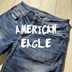 【AMERICAN EAGLE】アメリカンイーグル スリムストレートデニムパンツ クラッシュ加工 NEXT LEVEL FLEX US28 ストレッチ