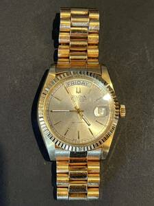 【BULOVA 】ブローバ 腕時計 ゴールド GOLD 自動巻き デイデイト 稼動品　ゴールド文字盤 メンズ腕時計　