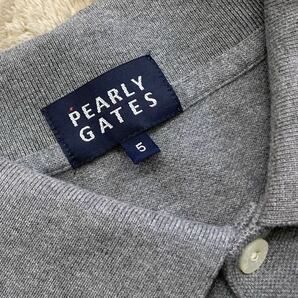 ラウンドの覇者！新品同様【PEARLEY GATES】パーリーゲイツ 豪華 刺繍×ワッペン入り 鹿の子 半袖ポロシャツ グレー/5(L) 日本製の画像5