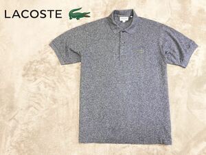 ド定番！極美品【LACOSTE】ラコステ「CLASSIC FIT」半袖 鹿の子ポロシャツ 紺 ネイビー/5 XL程度 ペルー製