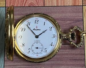 懐中時計 Aroma ハンター時計 pocket watch 手巻き17石 swiss made UNITAS Cal.6498 