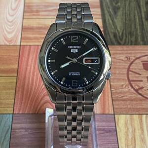 セイコー 腕時計 SEIKO5 自動巻 automatic 7S26-01V0 裏スケルトン ブラック文字盤