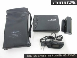 S3060R ジャンク品 AIWA/アイワ HS-PX910 カセットプレイヤー リモコン・ソフトケース・電池ボックス付き イヤホン欠品