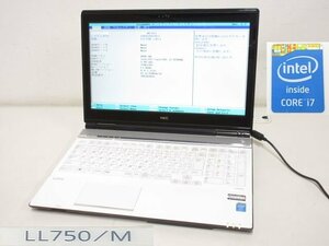 S3073S ジャンク品 NEC Lavie LL750/M (第4世代 Coreｉ7-4700MQ 2.4GHz/4GB/HDD無し/BIOS表示OK) 部品取り用に！