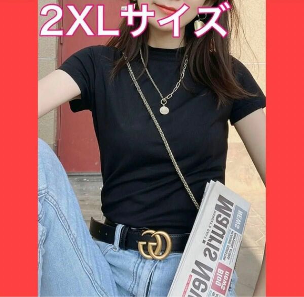 【再入荷】2XL ブラック Tシャツ 半袖 スタンドカラー モックネック カットソー 可愛い シンプル 日除け 無地 人気 