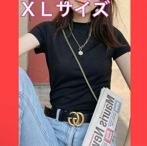 【再入荷】XL ブラック Tシャツ 半袖 スタンドカラー モックネック カットソー 可愛い シンプル 日除け 無地 人気 新品