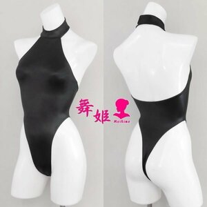 (492XXL-T01)ホルター型超々ハイレグT(艶光沢ブラック)