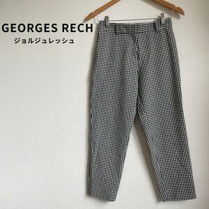 美品★GEORGES RECH ギンガムチェック テーパードパンツ ウエストゴム