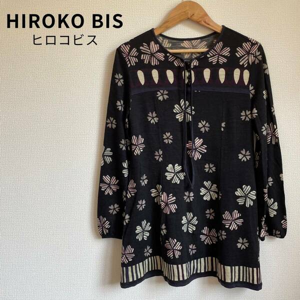 HIROKO BISヒロコビス チュニック 花柄 総柄 日本製 毛100％