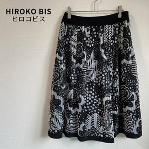 美品★HIROKO BIS ヒロコビス 花柄 ドット 総柄 フレアスカート