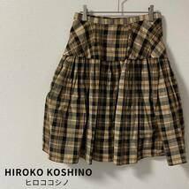 HIROKO KOSHINOヒロコノシノ チェック柄 ひざ丈 スカート 総柄_画像2