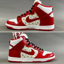 MS1062 未使用 SUPREME x NIKE コラボ DUNK HIGH PRO SB ダンクハイプロSB 307385 161 箱・紐付き (検)シュプリーム ナイキ 赤 白 星_画像9