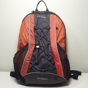 L.L.BEAN L e ruby nStowaway LLB#0DRY3 orange x black rucksack Day Pack outdoor free shipping. 