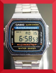 カシオ CASIO デジタル 純正ベルト A168 男性用 メンズ 腕時計 x517 稼働品