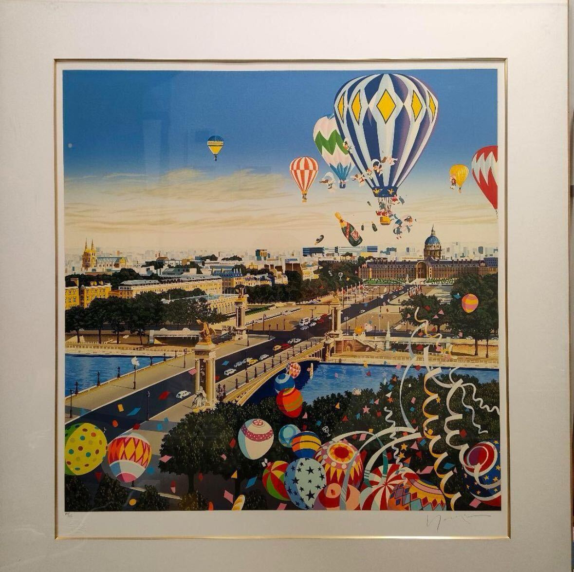 هيرو ياماغاتا بالون الدانتيل بالشاشة الحريرية طبعة 1990 موقعة, عمل فني, تلوين, آحرون