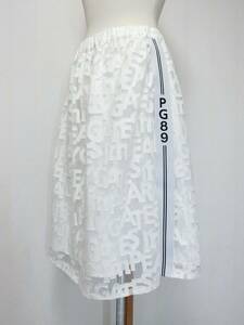 ★PEARLY GATES パーリーゲイツ　透けた白に白い総ロゴでサイドにロゴ入りのテープが付いたスカート 1★ジャックバニー