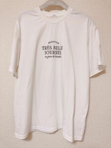 しまむら 田中里奈 mysa closet ロゴ 刺繍 半袖 Tシャツ クルーネック ホワイト 白 ブラウン 茶 淡色 美品