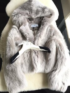  prompt decision as good as new LOEWE Loewe 23AW highest peak CHAQUETA CON mouton fur hood coat *34 size 