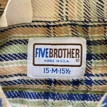 70s VINTAGE FIVE BROTHER ファイブブラザー USA製 貼り付けタグ ネルシャツ 長袖シャツ M_画像7