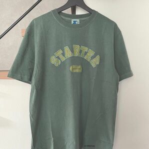 【STARTER】ピグメント加工ひび割れプリントTEE ワンポイントロゴTシャツ ビッグシルエットカットソー