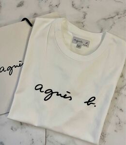 アニエスベーagnes b.半袖ロゴTシャツ　ホワイトレディースLサイズ