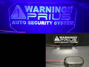 ▲▽プリウス【PRIUS】ZVW50/51 WARNING!! ソーラー充電式 LED 配線不要　自動点滅 光るブルー　セキュリティ スキャナー プレート△▼