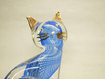 [大幸]　MURANO　ムラーノ　螺旋細工金彩ネコの置物　希少良品　猫 cat　イタリア　動物　ガラス_画像3