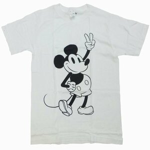 海外正規ライセンス Disney Mickey Mouse Simple Mickey Outline T-Shirt ミッキーマウス ディズニー 蒸気船ウィリー Tシャツ 白/S