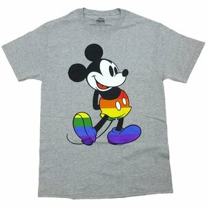 海外正規ライセンス Disney Mickey Mouse Pride Graphic Tee ミッキーマウス ディズニー LGBTQ+ レインボー Tシャツ グレー/S