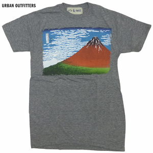 US限定 Urban Outfitters Hokusai Tee アーバンアウトフィッターズ 葛飾北斎 富嶽三十六景 凱風快晴 浮世絵 海外限定 グレー/M