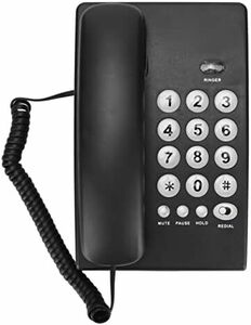 ブラック 固定電話 有線デスクトップの大きなボタンのシニア電話 点滅リダイヤルミュート付き