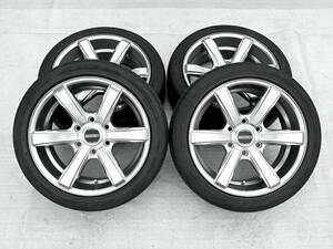 ★送料込 4本★即決 CRS ESSEX EC-18 タイヤ ホイール 18×7.5J 6穴 139.7 +38 (シルバー) 225/45R18 18年製 ハイエース 200系 5959