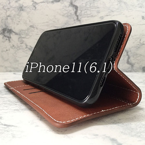 iPhone11ケース アイフォン11ケース (6.1) 手帳型 ブラウン スプリットレザー