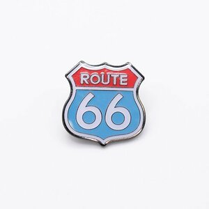 【ピンバッジ】ルート66 ROUTE66 デニム・革ジャン・ジーンズに相性抜群！古着・洋服のリメイクに！ピンズ (水色・赤）②