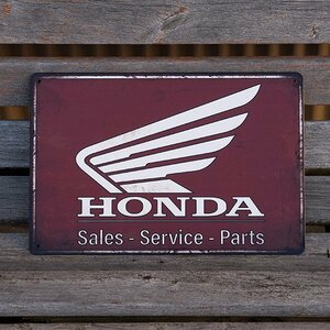 【ブリキ看板】HONDA ホンダ ロゴ ウイング ガレージ インテリア レトロ風 インテリア 店舗 カフェ 壁飾り 30cm×20㎝（送料無料！）