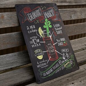 [ tin plate signboard ]blati Marie Bloody Mary cocktail BAR garage retro manner interior store Cafe wall decoration 20cm×30.( free shipping!)