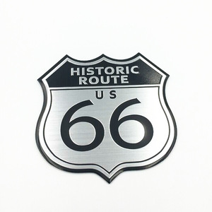 『ルート66』 アルミステッカー ハーレーダビットソン キャデラック フォード クライスラー シボレー バイク アメリカン　(送料無料）