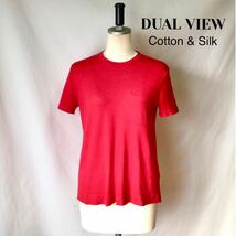 DUAL VIEW ニット カットソー トップス Tシャツ シルク コットン 赤 綿 絹 レッド デュアルビュー 半袖 40_画像1