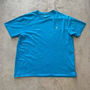 Poloral Floren Polo Ralph Lauren Vintage 90S 00s One Point Pony Emelcodery T -Fork XL Crew Nece Blue Blue с коротким рукавом Y2K USA Используемая одежда