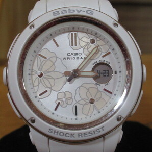 69443 稼働品 CASIO カシオ 腕時計 BABY-G BGA-150FL クオーツ レディース ホワイト フラワー カレンダーの画像4
