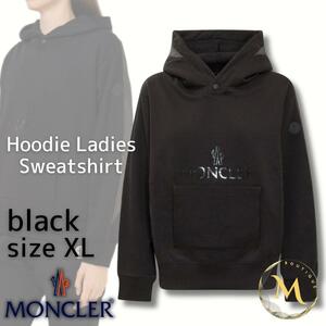 定価１0万円！！新品未使用タグ付き☆MONCLER Hoodie Ladies Sweatshirt パーカー XLサイズ ブラック色 黒色 女性用モデル