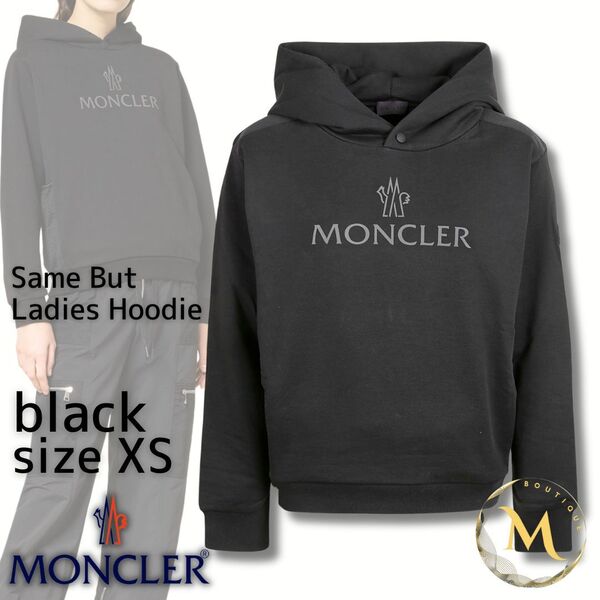 定価11.5万円!!新品未使用タグ付き☆MONCLER Same But Hoodie Ladies Sweatshirt パーカー XSサイズ ブラック色 黒色 男性OK 大きめ