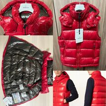 定価20万円！！新品未使用タグ付き☆MONCLER BORMES ボルム ダウンベスト TG3 レッド色 赤色 Lサイズ フード脱着可能 2WAY着用人気モデル_画像5