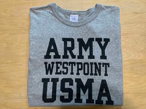 チャンピオン　t1011 tｼｬﾂ USMA ARMY 染み込み　グレー　L ビンテージ