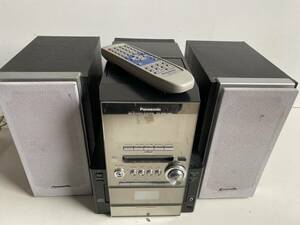 ④t418◆Panasonic パナソニック◆MDステレオシステム SA-PM57MD システムコンポ 5CD MD カセット 音楽 音響 オーディオ機器 通電確認済み