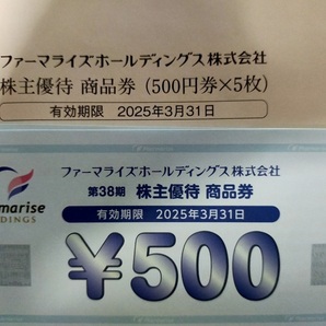 【定形郵便送料無料】ファーマライズ株主優待券2,500円分 2025年3月31日まで有効の画像1