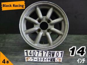 [中古ホイール4本セット]Black Racing[14x6J+22/6.5J+15/114.3/4H]AE86/85,カリーナ(FR),ブルーバード(810,910)