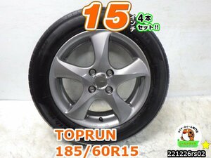 [中古タイヤホイール4本セット]TOPRUN[15x5.5J+50/100/4H]ブルーアース[185/60R15]インサイト,グレイス,シャトル,フィット,モビリオ