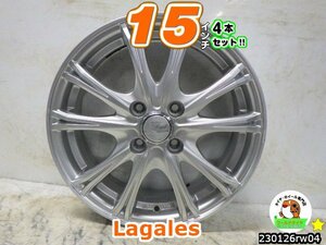 [中古ホイール4本セット]Lagales[15x5.5J+42/100/4Ｈ]アクア,ヴィッツ,タンク,キューブ,ノート,コルト,デミオ,スイフト,フィット,ライズ